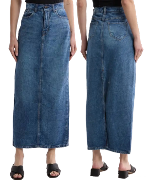 Mid Blue Maxi Denim Skirt