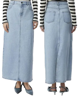Sky Blue Maxi Denim Skirt